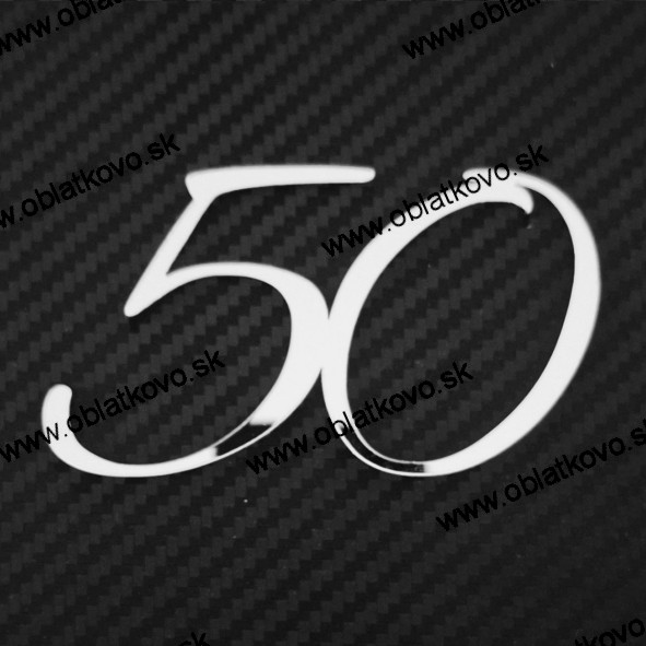 číslo 50 zrkadlový plast strieborný